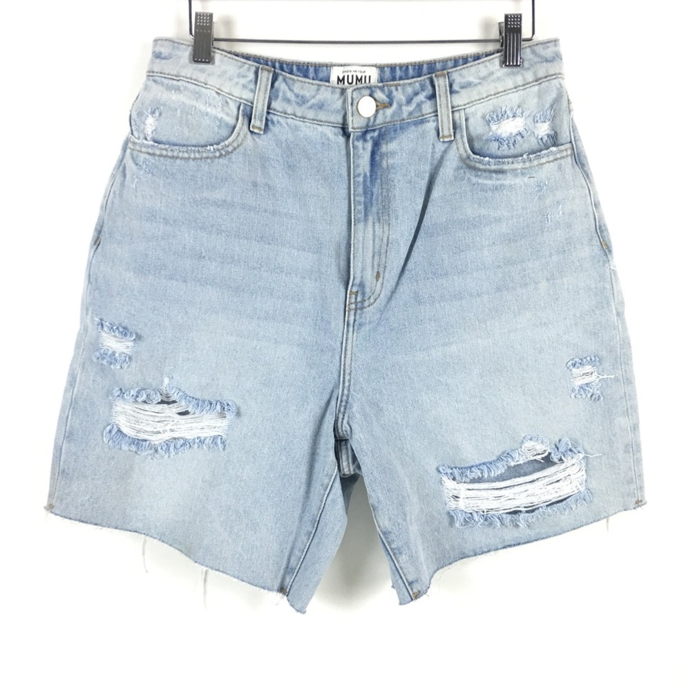 Show Me Your MuMu Denim Shorts 29 Brentwood Light Vintage Blue Distressed